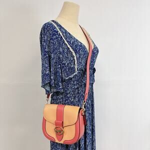 Coach C8296 Georgie Saddle Bag In Colorblock IN Faded Blush Taffy